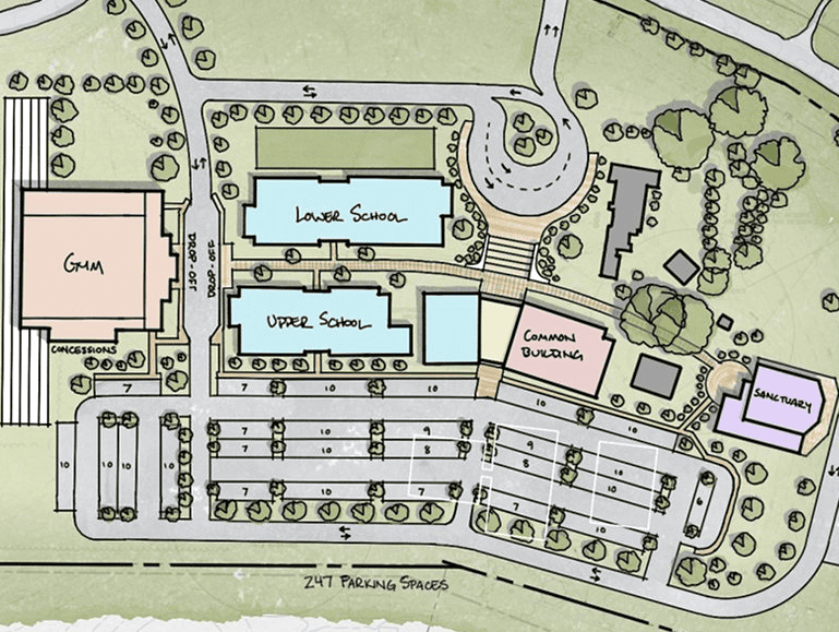 Colorful layout of proposed new campus for the best Baltimore County private school